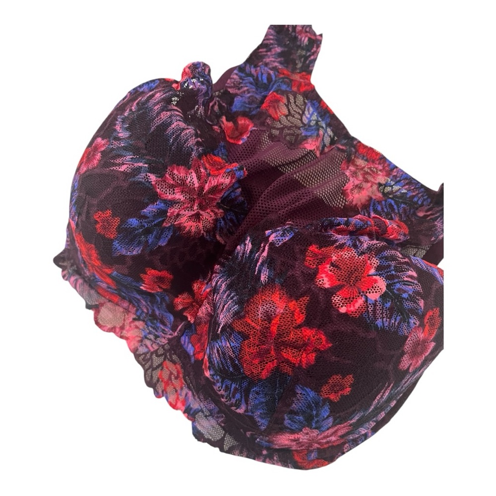 VICTORIA SECRET PINK VIVID FLORAL LACE PADDED UNDERWIRE BRA SIZE M DD - Picture 6 of 16